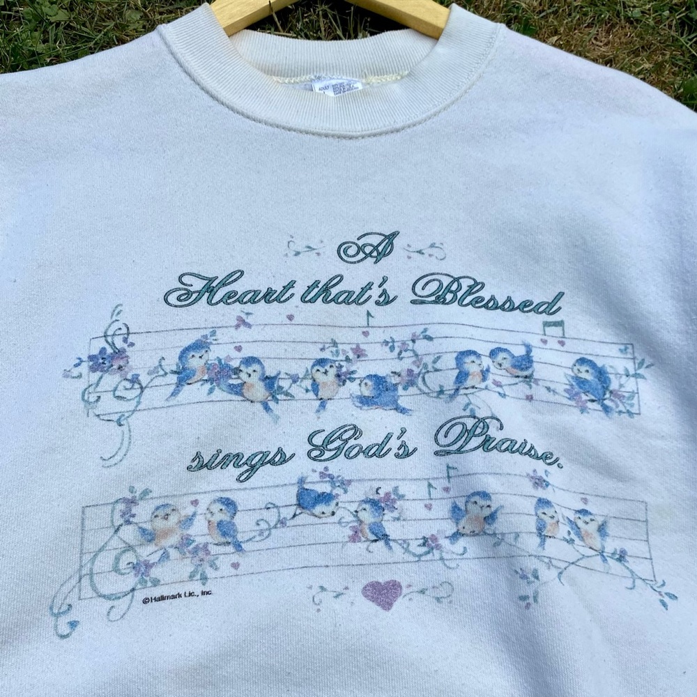 Vintage 90s Hallmark Blue Birds Sweatshirt USA Large (G)